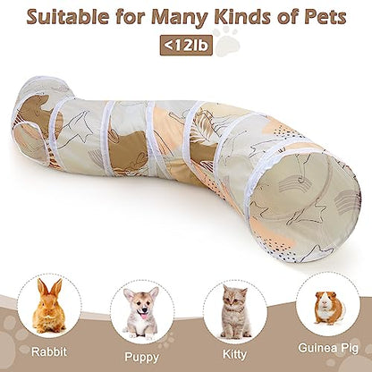 Glittme Cat Tunnel, Cat Tunnels for Indoor Cats, S-Shape Cats Cave with Cat Toys, Foldable Cat Tubes and Tunnels for Cats, Rabbit, Puppy, Guinea Pig | Interactive Bunny Tunnel And Cat Tubes With Crinkle Sounds. Ideal For Kittens, Ferrets And Small Pets To