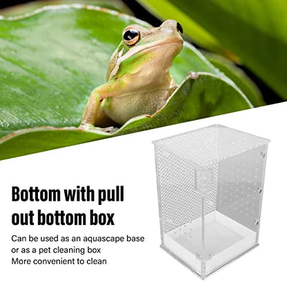 Reptile Terrarium Tank Acrylic Highly Transparent Clear Habitat Enclosure with Magnetic Door for Leopard Gecko Snake Frog Tarantula Paludarium (Small) - size: Small