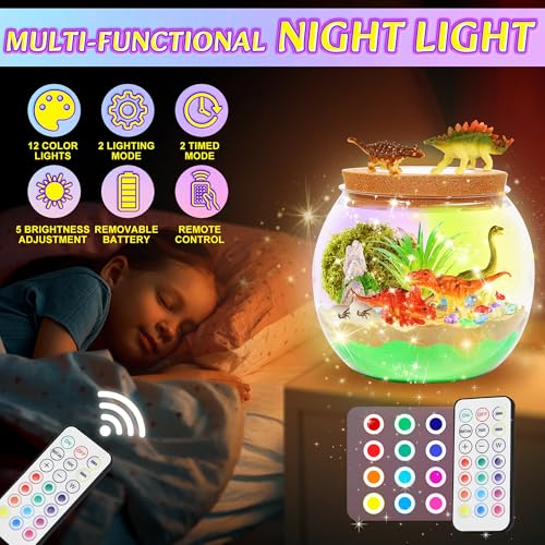 Hannstar Dinosaur Activities Toys-Dinosaur Terrarium Craft Kits for Boys, Birthday Gifts for Boys, Dino Arts and Crafts Kit for Kids - color: Dinosaur