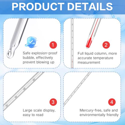 Relaxweex General Purpose Lab Thermometer 12 Inch Total Immersion Glass Liquid in Glass Thermometer for Laboratories Universities Food and Beverage Processing Clear(0 to 230 ℉) - style: 0 to 230 ℉