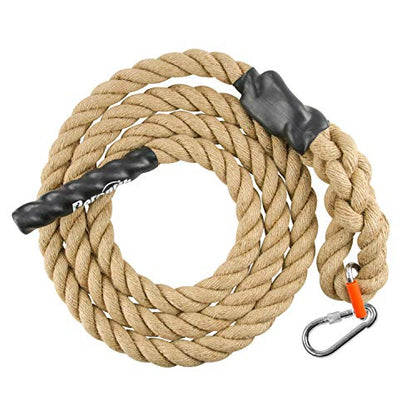 Perantlb Outdoor Climbing Rope for Fitness and Strength Training, Workout Gym Climbing Rope, 1.5'' in Diameter, Length Available: 8,10, 15, 20, 25, 30,40, 50 Feet… - size: 15 ft, style: With Hook
