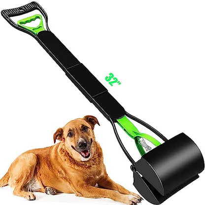 32" Pooper Scooper for Large Small Dogs Heavy Duty, Long Handle Poop Scoop for Yard, Grass, Gravel, Dog Poop Grabber with High Strength Material and Durable Spring - size: 1 Piece(32-inch length)Green
