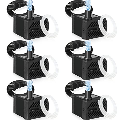 Lounsweer 6 Pcs Small Fountain Pump 50gph Mini Submersible Water Pump with 3.3 ft Tube 3W Quiet Water Fountain Pumps for Fish Tank Hydroponics Fountains Ponds Aquariums