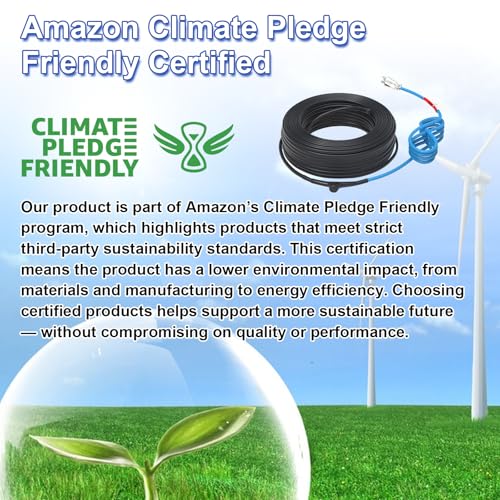 Self-Regulating Pipe Heat Cable, 5W/FT with Thermostat 3ft | Built-in thermostat automatically heats when needed to help keep water flowing in freezing temperatures. - style: 3-feet