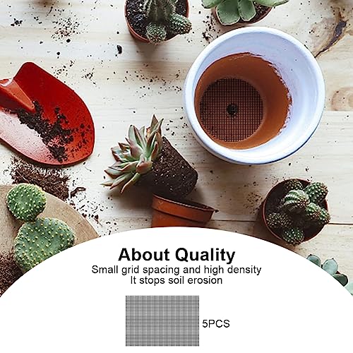 Xiaokeis 5pcs Flower Pot Hole Mesh Pad, 7.87 x 11.81inch Bonsai Mesh Drainage Screens Plant Pot Drainage Meshs Plant Screen Meshs, DIY Drainages Netting Pots Bottom Grid Mat(Color:Black)