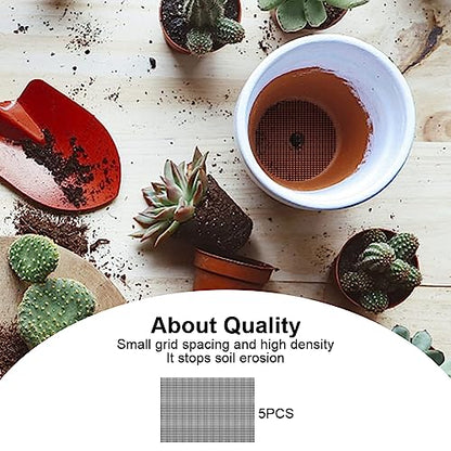 Xiaokeis 5pcs Flower Pot Hole Mesh Pad, 7.87 x 11.81inch Bonsai Mesh Drainage Screens Plant Pot Drainage Meshs Plant Screen Meshs, DIY Drainages Netting Pots Bottom Grid Mat(Color:Black)