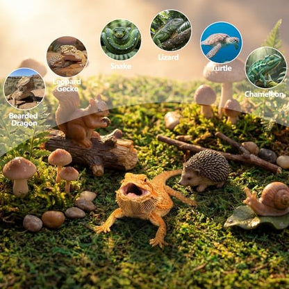 4 Pcs Reptile Carpet 12'' x 12'' Natural Moss Terrarium Bedding Reptile Liner Green Substrate Flooring Cuttable Terrarium Mat Tank Accessories for Bearded Dragon Leopard Snake Tortoise