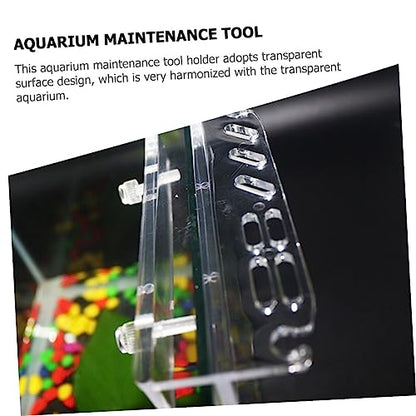 KESYOO Fish Tank Tweezers and Scissors Storage Rack Acrylic Aquarium Tool Holder for Organized Cleaning Wall-Mounted Accessory Rack for Aquatic Plants and Supplies