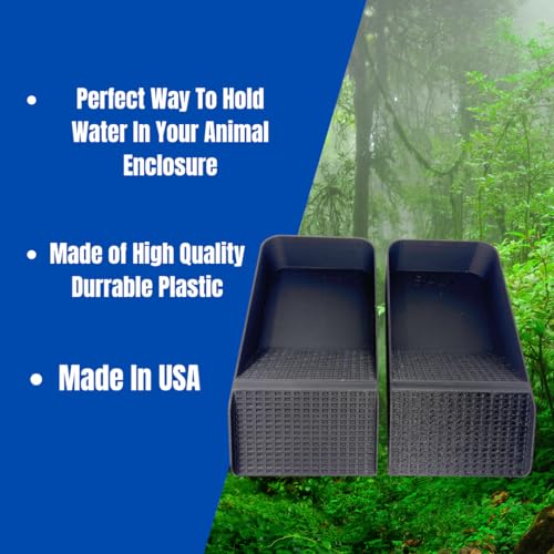 Hermit Crab, Lizard, Turtle, Amphibian XL Watering Pool | Platform Pool Accessory with Access Ramp for Pet Habitats | 9.75" x 5" | Made in USA (X-Large) (Salt + Fresh, Black) - color: Salt + Fresh, Black
