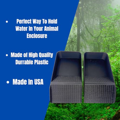 Hermit Crab, Lizard, Turtle, Amphibian XL Watering Pool | Platform Pool Accessory with Access Ramp for Pet Habitats | 9.75" x 5" | Made in USA (X-Large) (Salt + Fresh, Black) - color: Salt + Fresh, Black