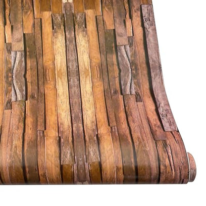 Yifely Self-Adhesive Shelf Liner Removable Tabletop Protect Paper for Covering Rent House Shelving Drawers, Rustic Wood Grain, 17.7 Inch by 9.8 Feet
