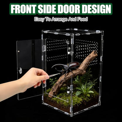 Acrylic Jumping Spider Enclosure, Transparent Reptile Terrarium Enclosure, Small Reptiles Habitat Tank Breeding Box for Tarantula Insect Snake Lizard (13.78 Large) - color: 7.87×7.87×13.78