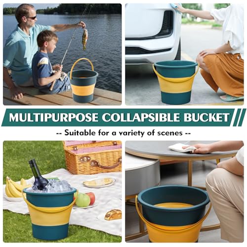 Collapsible Bucket 1.3 Gallon/5L Small Plastic Buckets Household Cleaning Mop Buckets Foldable Water Bucket for Car Wash Fishing Camping Beach (Blue) - color: Blue
