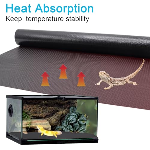 Reptile Carpet Bedding, 17.7 x 78.7 Inches Cuttable Reptile Terrarium Substrate Liner, Bearded Dragon Tank Accessories, Reptile Tank Mat for Leopard Gecko, Lizard, Snake and Tortoise, Black