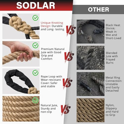 Climbing Rope Gym Workout - 10FT 15FT 20FT 25FT 30FT 35FT Heavy Duty Jute Thick Ropes for Adults Strength Training Outdoor Tree Swing Indoor Home Fitness Exercise - 1.5 Inch - size: 25FT
