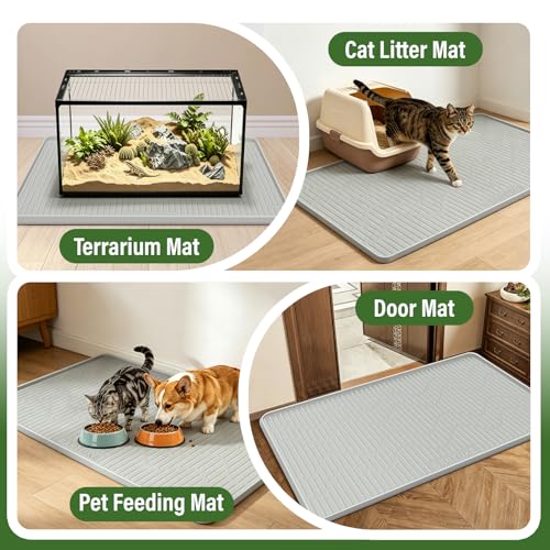 Silicone Reptile Mat 50"x34" Large Bearded Dragon Flooring Mat | Terrarium Liner Bedding Mat for Bearded Dragon Leopard Gecko Tank, Non-slip Waterproof reptile flooring Mat with Raised Edge - size: 50"x34"
