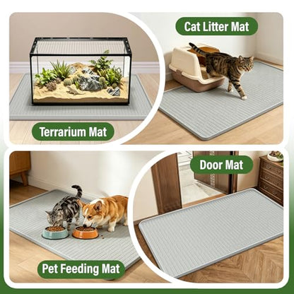 Silicone Reptile Mat 50"x34" Large Bearded Dragon Flooring Mat | Terrarium Liner Bedding Mat for Bearded Dragon Leopard Gecko Tank, Non-slip Waterproof reptile flooring Mat with Raised Edge - size: 50"x34"