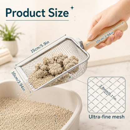 Bearded Dragon Sand, Stainless Steel Cat Litter Scoop Heavy Duty Reptile Sand Sifter Fine Mesh Litter Box Scoop Shovel for Lizard, Gecko, Bearded Dragon Bedding, Cat Pooper Lifter | Heavy Duty Reptile Sand Sifter Fine Mesh Litter Box Scoop Shovel for Liza
