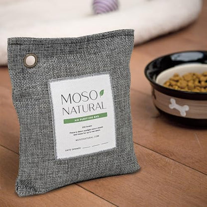 Moso Natural Air Purifying Bag 200g (3 Pack) HGTV Editor's Pick | Premium Bamboo Charcoal Odor Absorber for Home & Car | Closet Odor Eliminator & Car Air Freshener | Long Lasting Charcoal Bags - style: 200g (3 Pack)