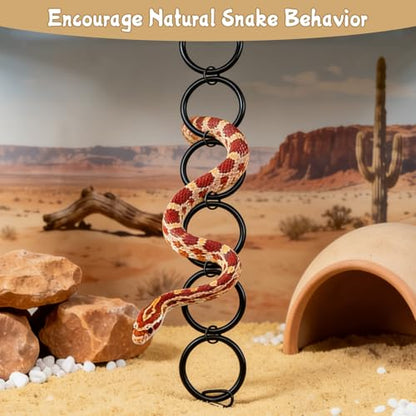 Snake Climbing Chain Toys Ball Python Climbing Toys Corn Snake Enrichment Toy Reptile Tank Decor Accessories for Garter Snakes Gecko Lizard Iguana Chameleon (6 Rings) - size: 6 laps