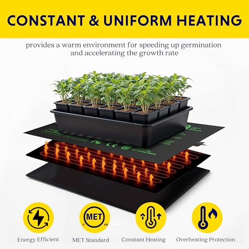 iPower 10"x20.75" Seedling Heat Mat with Built-in Temperature Controller, MET Certified Waterproof Plant Heating Pad, for Germination, Breeding, Brewing - size: 10" x 20.75", style: with Digital Controller