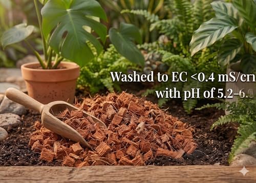 Coco Husk Chips Bags Bulk 50 x 50 Litre / 13 Gallon / 52 Quart – Pre-Washed, Low EC Coconut Substrate for Orchids, Aroids – Mulch, Potting Mix & Reptile Bedding