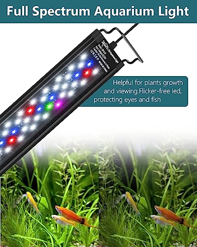 SEAOURA Led Aquarium Light for Plants Growth, Fish Tank Light 12-18 Inch | Full Spectrum Aquarium Lights for Fish Tank with Timer, 10 Dimmer, Extend Bracket, Memory, Auto On Off, 3 Lighting Modes - size: for 12-18 inch tank