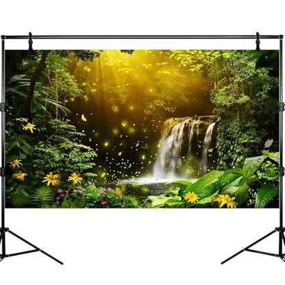 Fantasy Forest Aquarium Background Jungle Waterfall Lake Fish Tank Background Fairy Valley Waterfall Reptile Tank Backgrounds Golden Light Lush Canopy Enchanting Oasis Terrarium Backgrounds 24x12in - color: Pure Green, size: 24(W)x12(H)inches/ 60(W)*30cm(