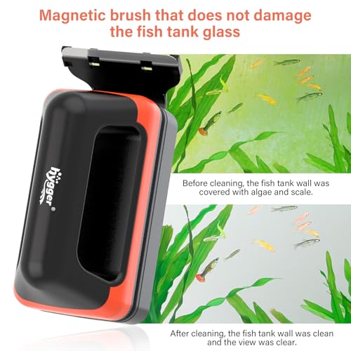 hygger Fish Tank Magnetic Glass Cleaner Two Detachable Algae Scraper for Aquarium Fish Tank，Floating Scrubber Brush Glass Algae Magnet Cleaning Tool for Large Aquariums Tank - size: L