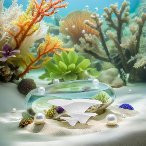Mushroom Reptile Ledge Floating Shelf with Suction Cup Betta Fish Hammock Terrarium Tank Accessories for Gecko Frog Wall Plants Decor 5.07X2.59X2.36In