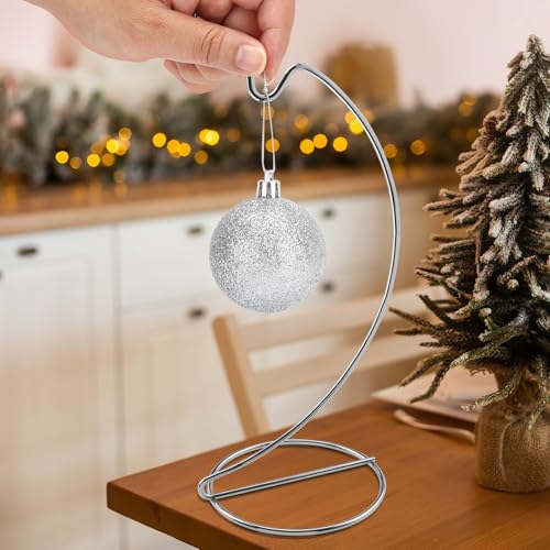 Abom 9in Ornament Display Stand, 3 Pack Silver Tabletop Hanging Ornament Hanger for Glass Globe, Air Plant Terrarium Holder, Witch Ball, Daily Decorations & Wedding Decor