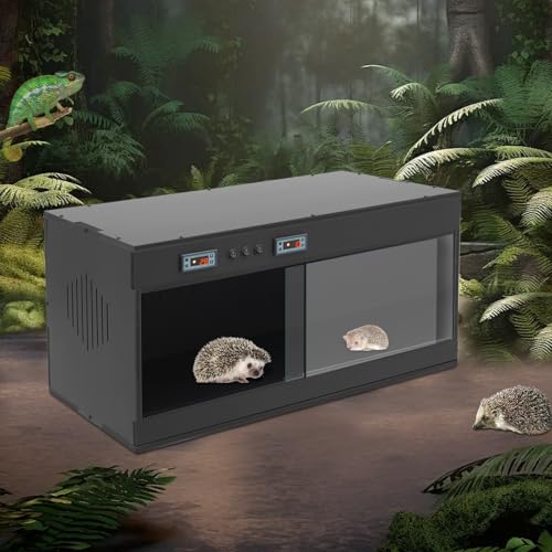 Reptile Enclosure with Intelligent Thermostat 31.5x15.75x15.75in (Black) | Reptile Pet Breeding Box, Dual Temperature Control Reptile Terrarium, LCD Display For Leopard Gecko, Hexagonal Lizard, Snake - color: Black