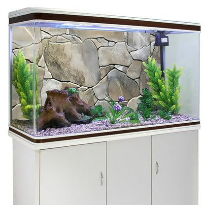 AWERT 72x16 inches White Grey Rocky Terrarium Background Stone Aquarium Background Rock Fish Tank Background - size: 72x16in/180x40cm