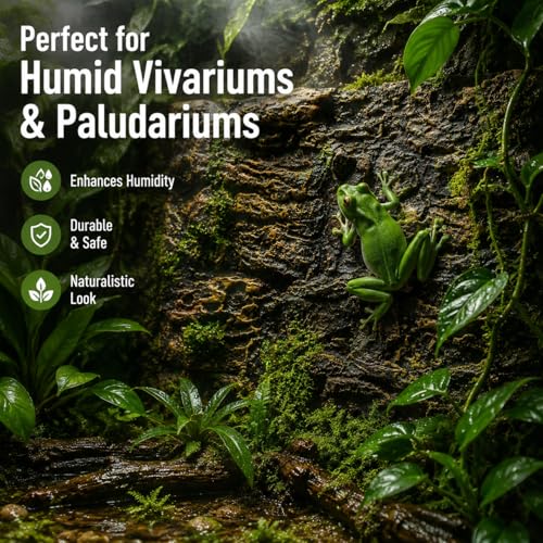 3D Reptile Terrarium Background 17.7x11.8in - PU Foam Rock Wall Backdrop for Bearded Dragon Lizard Gecko Turtle Fish Tank Aquarium Decor