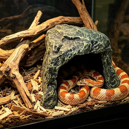 Reptile Rock Hide Cave Tortoise Hideout Turtle Basking Rock Snake Hide Habitat for Amphibian Lizard Fish Bearded Dragon Leopard Gecko - style: STYLE-A