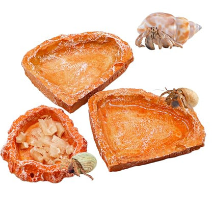 3 Pack Reptile Food Dish, Resin Hermit Crab Food & Water Bowl, Reptile Feeding Food Dish Kit, Tank or Aquarium Accessory, Suitable for Turtle Lizard Hermit Crab Snail Bearded Dragon Leopard Gecko - color: Yellow