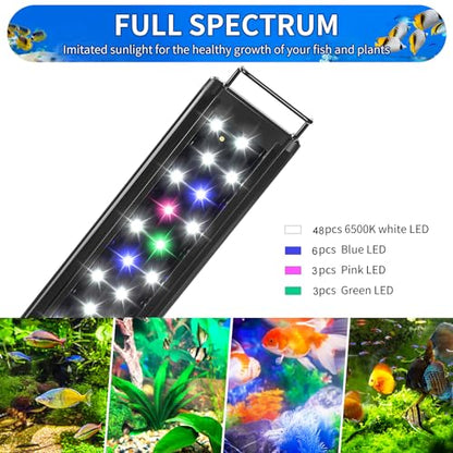 AQUANEAT LED Aquarium Light for 30 to 38 Inch Fish Tank, Auto On Off with Timer, Full Spectrum, Adjustable Brightness, Daylight Moonlight Mode, for Fresh Water Low-to-Mid Light Plants - size: 30"-38"