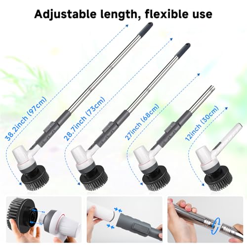 AQQA 8-in-1 Electric Aquarium Cleaning Kit, Grey | IPX9 Waterproof, Cordless Rechargeable, Glass Scrubber, Handheld Fish Tank Cleaner