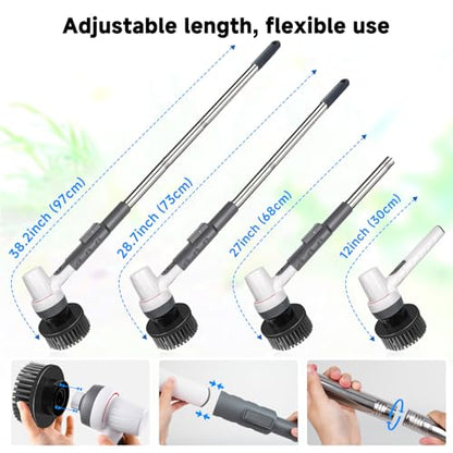 AQQA 8-in-1 Electric Aquarium Cleaning Kit, Grey | IPX9 Waterproof, Cordless Rechargeable, Glass Scrubber, Handheld Fish Tank Cleaner