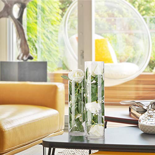 WGVI Quality Thick Weighted Clear Cylinder Glass Vases, 4" W x 10" H, Flower Arrangement Floating Candle Holders Wedding Centerpieces Terrarium Planter Floral Pen Brush Storage Container, 1 Piece - size: 4"x10"H