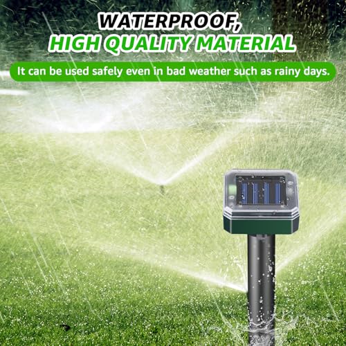 Mole Repellent Solar Powered Outdoor Chipmunk Repellent Ultrasonic | Waterproof Outdoor Deterrent Solar Mole Repellent Ultrasonic for Gopher Vole Rat Squirrel Skunk Garden Yard Lawn Pest Control