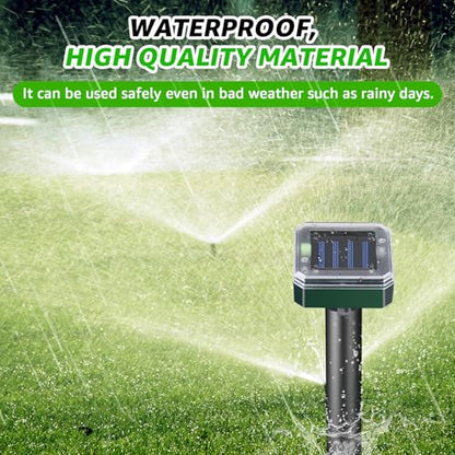 Mole Repellent Solar Powered Outdoor Chipmunk Repellent Ultrasonic | Waterproof Outdoor Deterrent Solar Mole Repellent Ultrasonic for Gopher Vole Rat Squirrel Skunk Garden Yard Lawn Pest Control