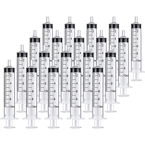 20 Packs Plastic Syringe with Measurement, Suitable for Measuring, Watering, Refilling - size: 10 ml