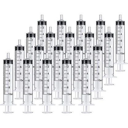 20 Packs Plastic Syringe with Measurement, Suitable for Measuring, Watering, Refilling - size: 10 ml