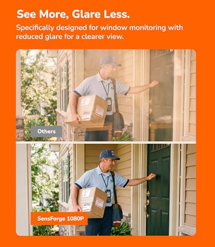 SensForge Wireless Window Camera Anti-Glare, Dual-Band 2.4GHz & 5GHz Wi-Fi Security Camera for Home, Free Smart Human, Vehicle & Animal Detection, 2-Day Cloud Available, Two-Way Talk, Easy No-Drill