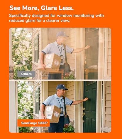 SensForge Wireless Window Camera Anti-Glare, Dual-Band 2.4GHz & 5GHz Wi-Fi Security Camera for Home, Free Smart Human, Vehicle & Animal Detection, 2-Day Cloud Available, Two-Way Talk, Easy No-Drill