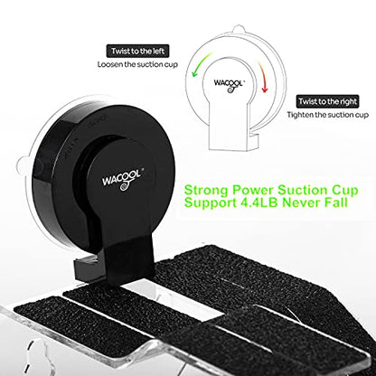 WACOOL Acrylic 3 in 1 Turtle Dock with Ramp & Diving Platform, Deluxe Turtle Platform Ramp for Turtle Resting Climbing Diving with Suction Cup (12.6" x 6.9" x 4")