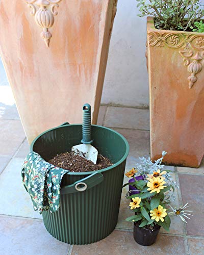 Hachimankasei Garden Tool Bucket with Lid, 3.2 gal (10 L), Green