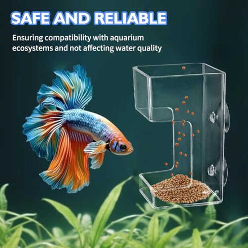 2pcs Fish Tank Feeding Tray w/Suction Cup - Aquarium Fish Feeding Tube | Acrylic Fish Food Holder Automatic Fishing Feeder Aquarium Tank Divider Supplies Breeder Box for Aquarium