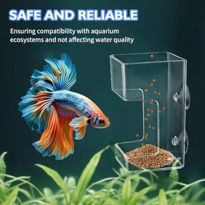 2pcs Fish Tank Feeding Tray w/Suction Cup - Aquarium Fish Feeding Tube | Acrylic Fish Food Holder Automatic Fishing Feeder Aquarium Tank Divider Supplies Breeder Box for Aquarium